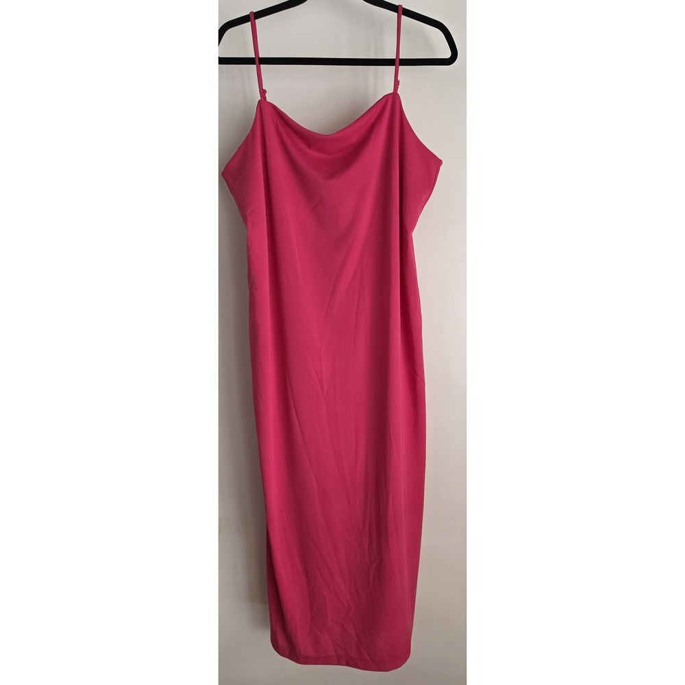H&M Slip Dress Women L Pink Sleeveless Cowl Neck Solid Gown Sundress NWT